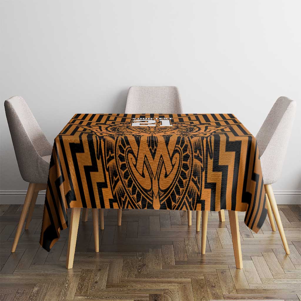 Custom Basketball New Zealand Tablecloth Gold Maori Ta Moko Indigenous - Polynesian Pride