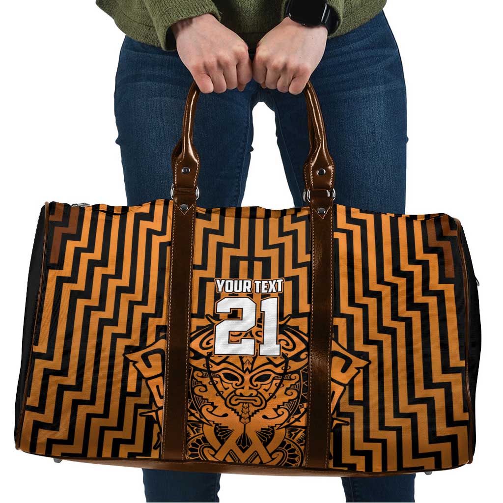 Custom Basketball New Zealand Travel Bag Gold Maori Ta Moko Indigenous - Polynesian Pride