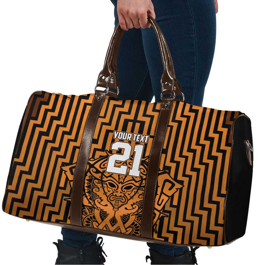 Custom Basketball New Zealand Travel Bag Gold Maori Ta Moko Indigenous - Polynesian Pride