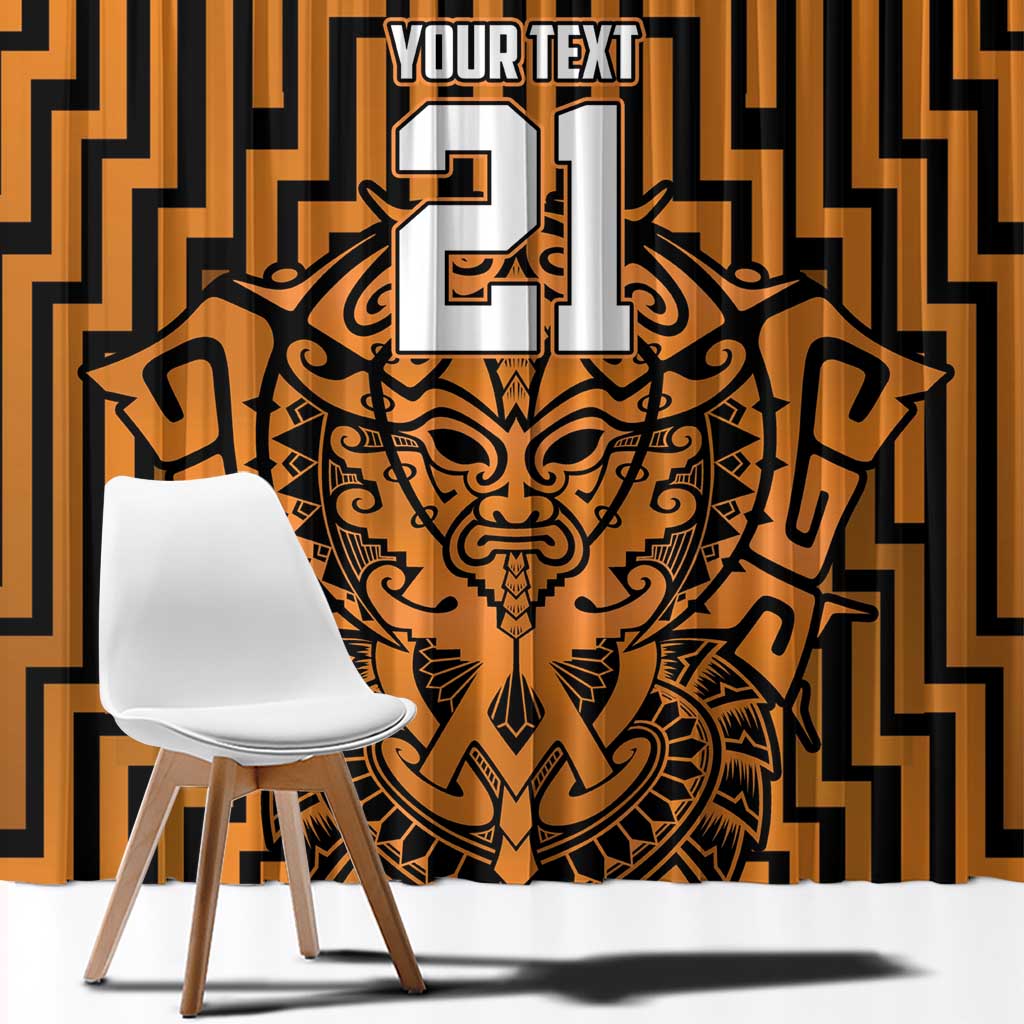 Custom Basketball New Zealand Window Curtain Gold Maori Ta Moko Indigenous - Polynesian Pride