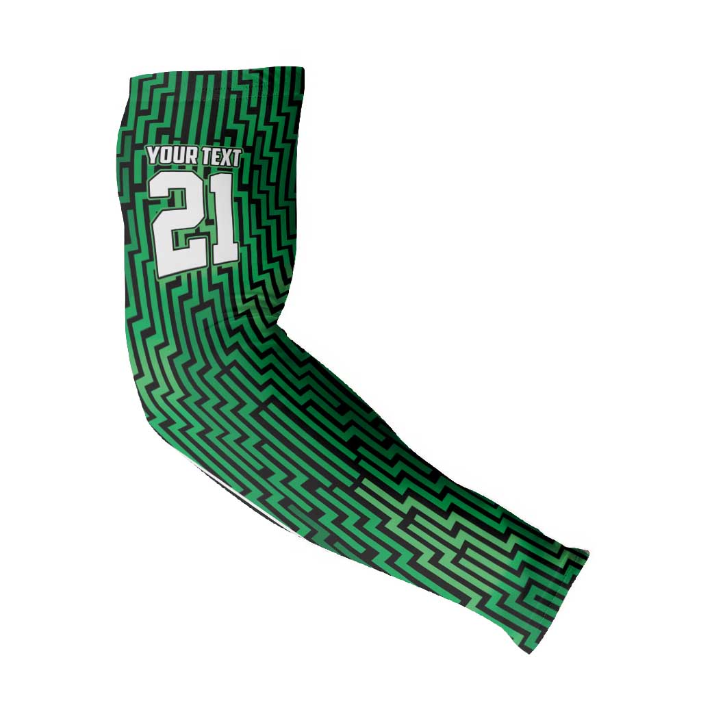 Custom Basketball New Zealand Arm Sleeves Green Maori Ta Moko Indigenous - Polynesian Pride