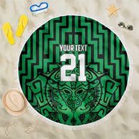 Custom Basketball New Zealand Beach Blanket Green Maori Ta Moko Indigenous - Polynesian Pride