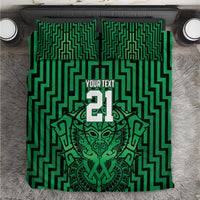 Custom Basketball New Zealand Bedding Set Green Maori Ta Moko Indigenous - Polynesian Pride