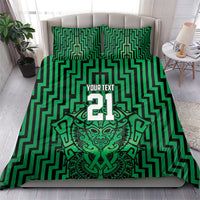 Custom Basketball New Zealand Bedding Set Green Maori Ta Moko Indigenous - Polynesian Pride