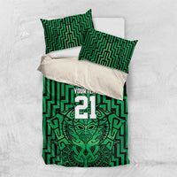Custom Basketball New Zealand Bedding Set Green Maori Ta Moko Indigenous - Polynesian Pride