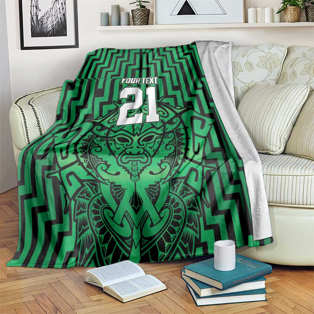 Custom Basketball New Zealand Blanket Green Maori Ta Moko Indigenous - Polynesian Pride