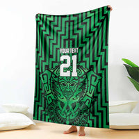 Custom Basketball New Zealand Blanket Green Maori Ta Moko Indigenous - Polynesian Pride