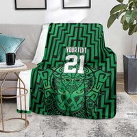 Custom Basketball New Zealand Blanket Green Maori Ta Moko Indigenous - Polynesian Pride