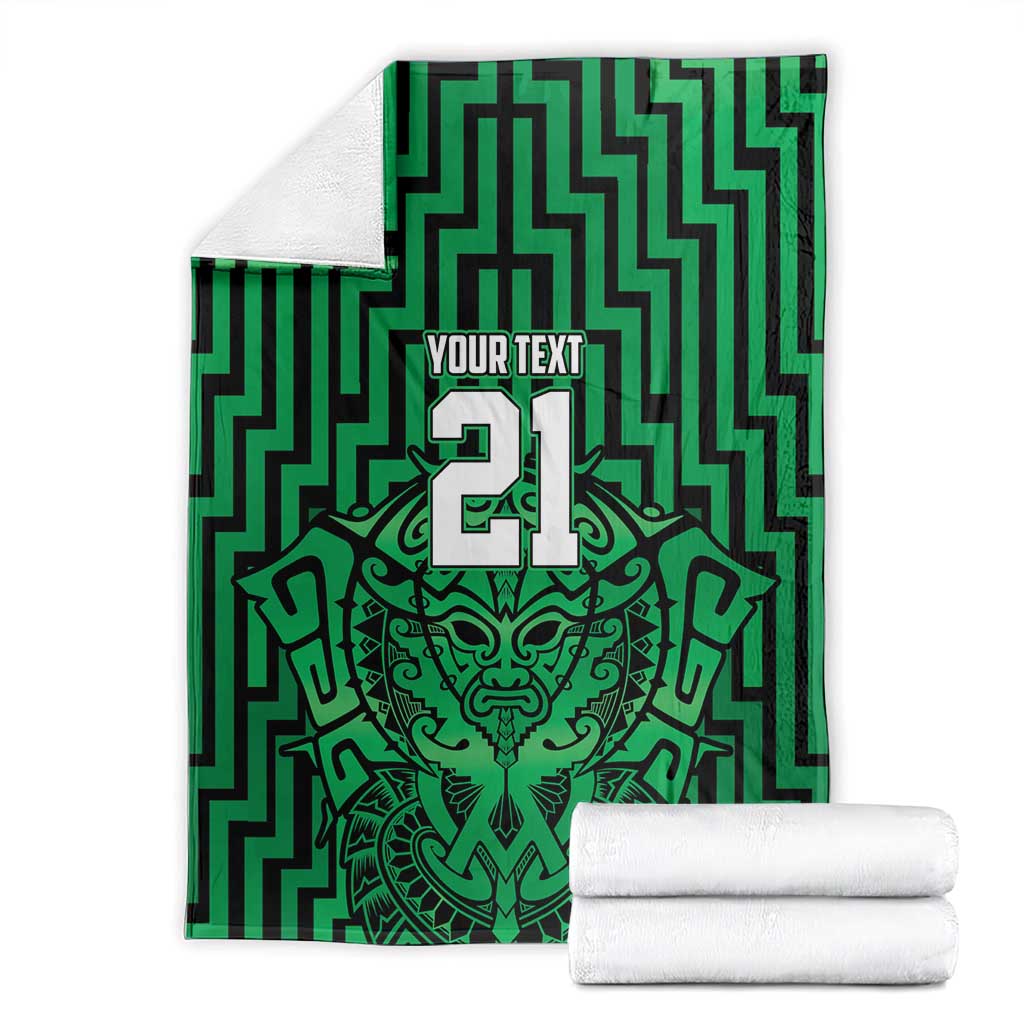 Custom Basketball New Zealand Blanket Green Maori Ta Moko Indigenous - Polynesian Pride
