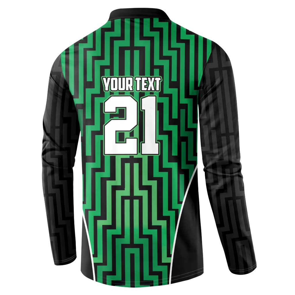 Custom Basketball New Zealand Button Sweatshirt Green Maori Ta Moko Indigenous LT9 - Polynesian Pride