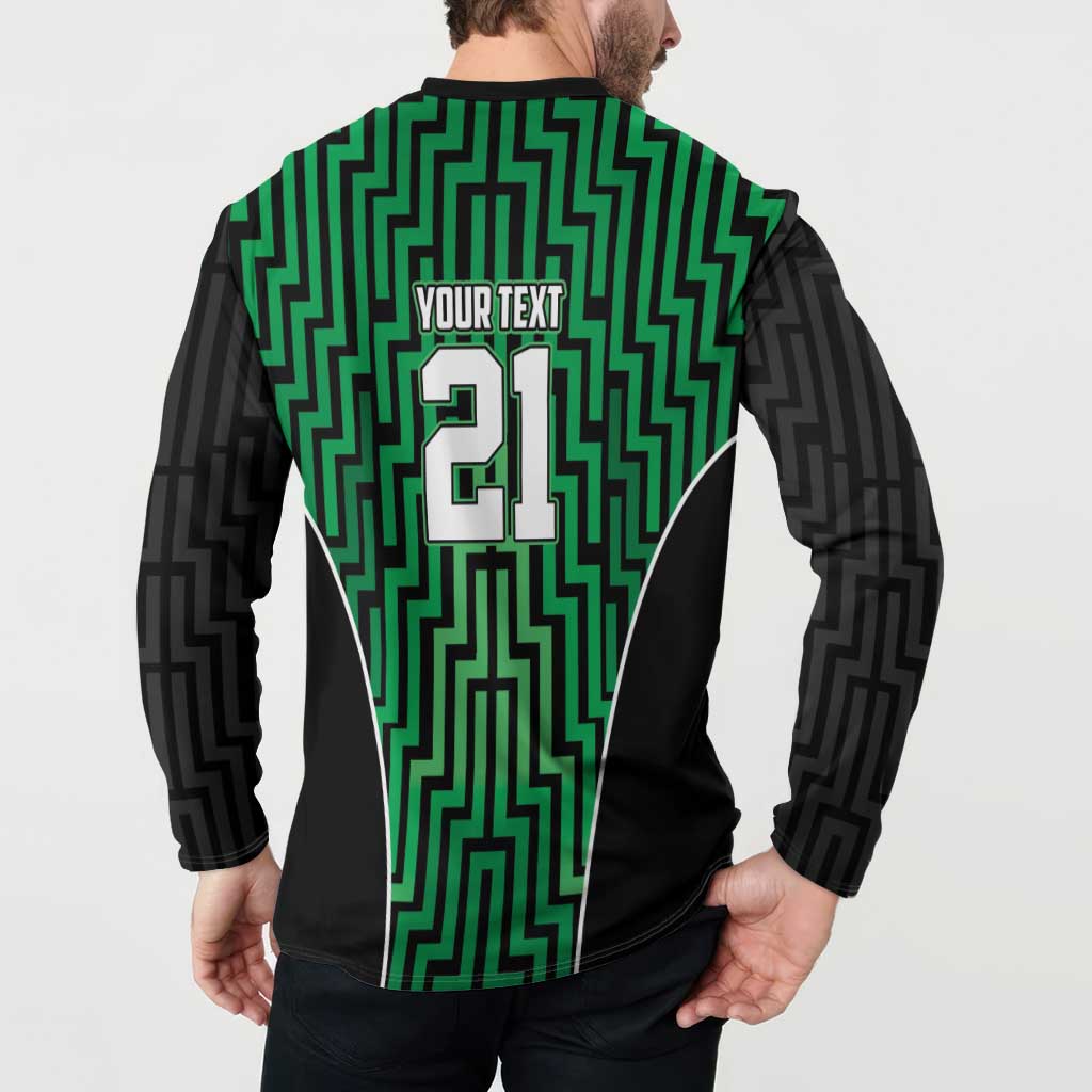 Custom Basketball New Zealand Button Sweatshirt Green Maori Ta Moko Indigenous LT9 - Polynesian Pride