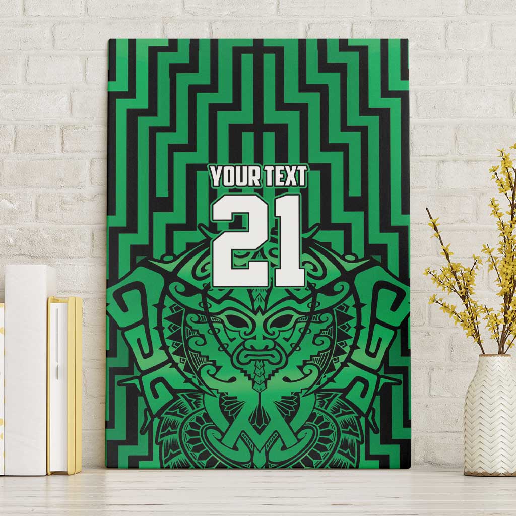 Custom Basketball New Zealand Canvas Wall Art Green Maori Ta Moko Indigenous - Polynesian Pride