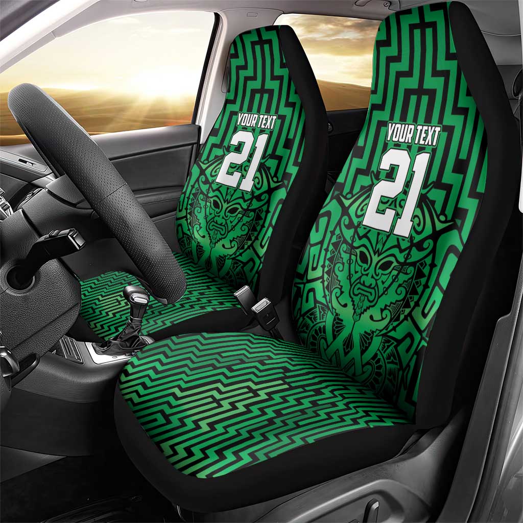 Custom Basketball New Zealand Car Seat Cover Green Maori Ta Moko Indigenous - Polynesian Pride