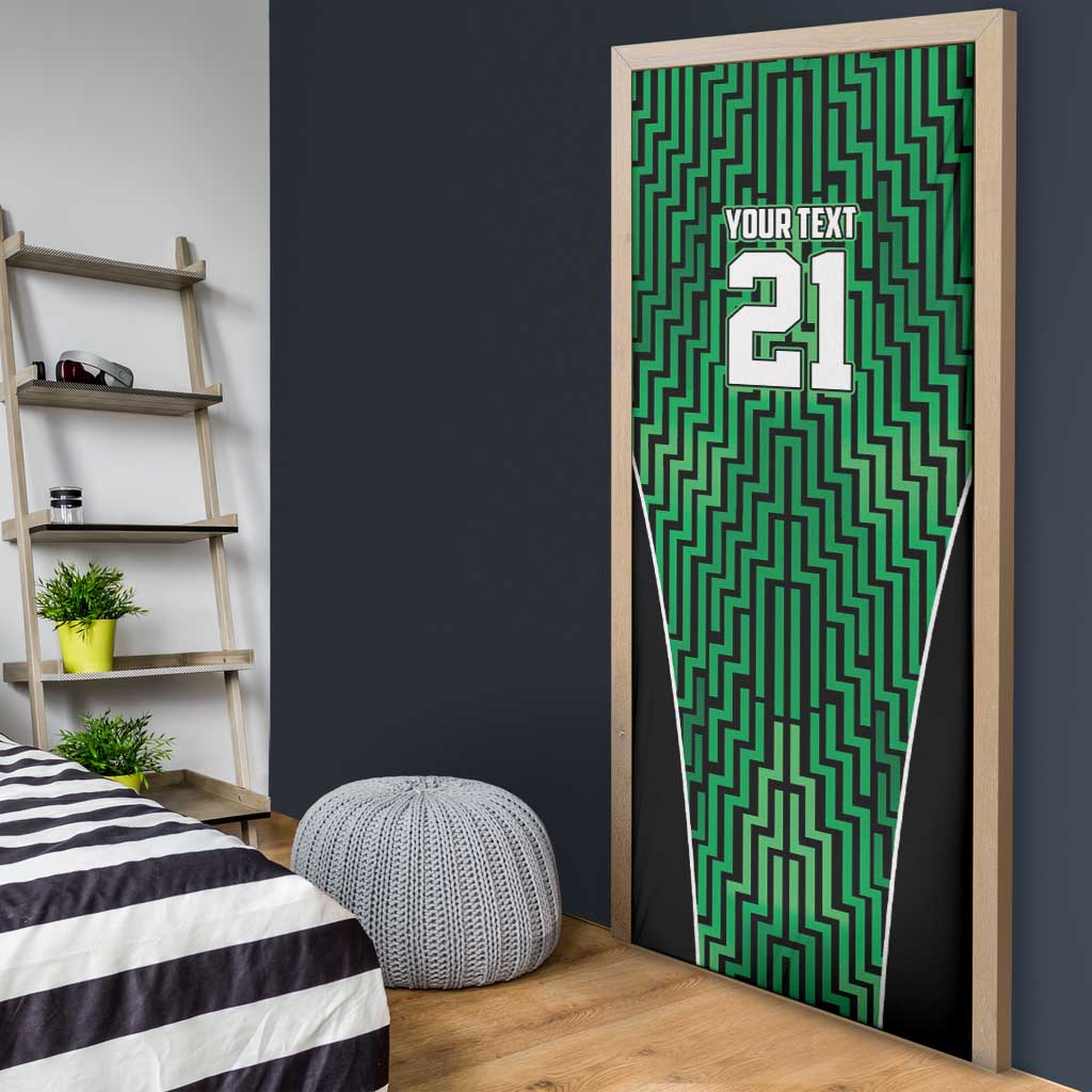 Custom Basketball New Zealand Door Cover Green Maori Ta Moko Indigenous - Polynesian Pride