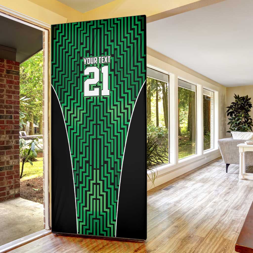 Custom Basketball New Zealand Door Cover Green Maori Ta Moko Indigenous - Polynesian Pride