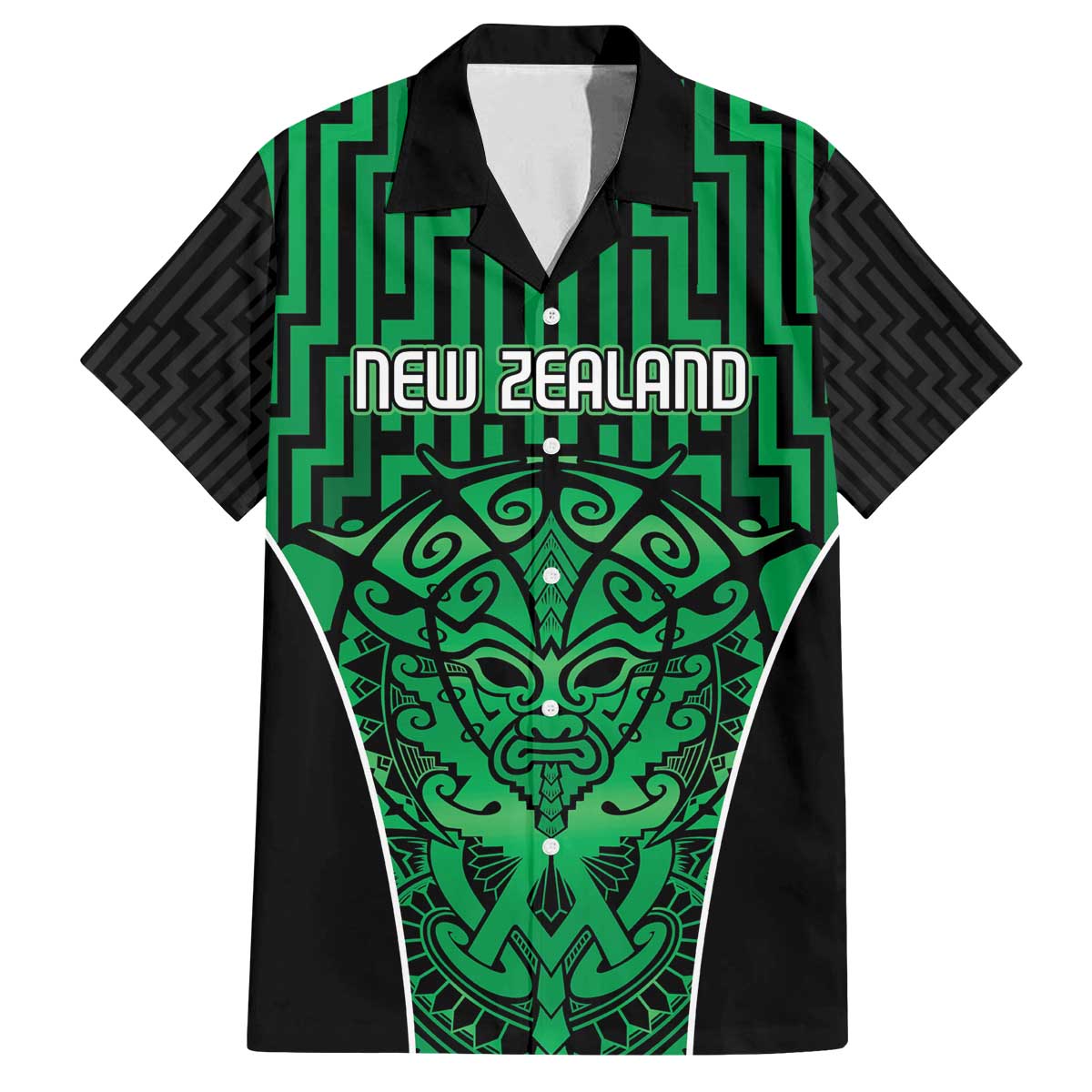 Custom Basketball New Zealand Family Matching Off The Shoulder Long Sleeve Dress and Hawaiian Shirt Green Maori Ta Moko Indigenous - Polynesian Pride
