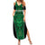 Custom Basketball New Zealand Family Matching Summer Maxi Dress and Hawaiian Shirt Green Maori Ta Moko Indigenous - Polynesian Pride