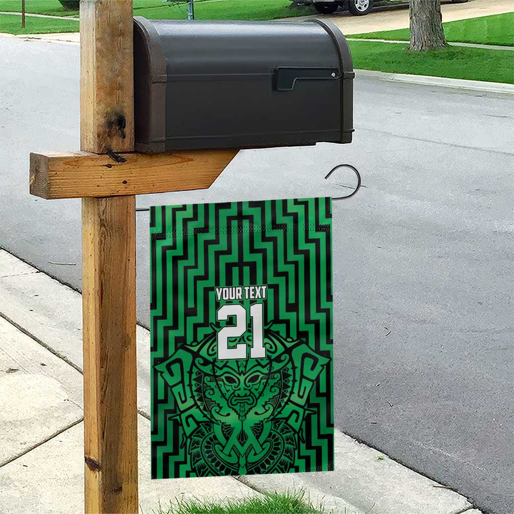 Custom Basketball New Zealand Garden Flag Green Maori Ta Moko Indigenous - Polynesian Pride
