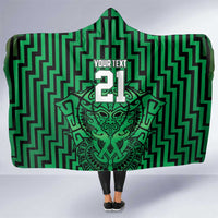 Custom Basketball New Zealand Hooded Blanket Green Maori Ta Moko Indigenous - Polynesian Pride