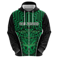 Custom Basketball New Zealand Hoodie Green Maori Ta Moko Indigenous - Polynesian Pride