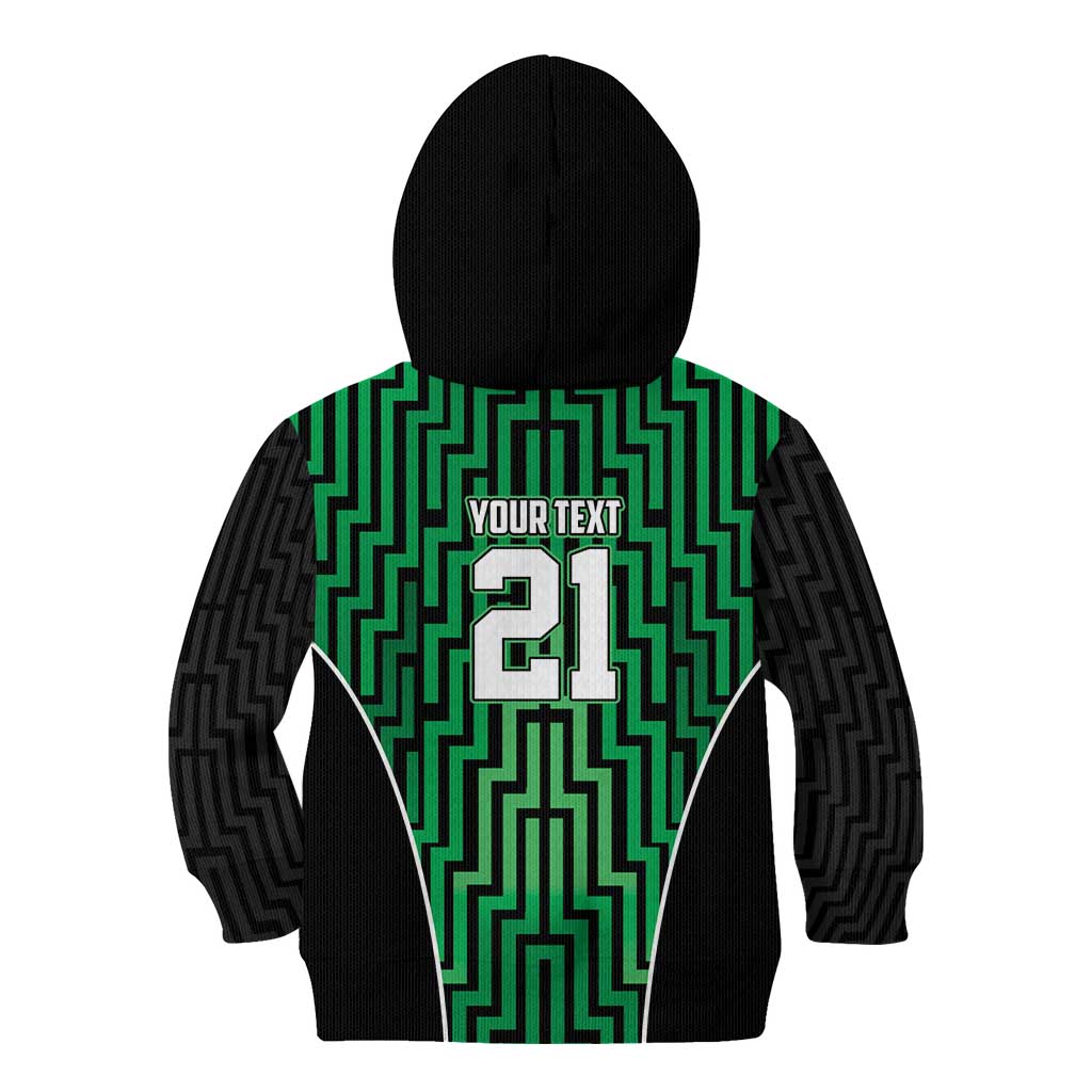 Custom Basketball New Zealand Kid Hoodie Green Maori Ta Moko Indigenous - Polynesian Pride