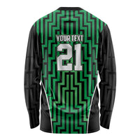 Custom Basketball New Zealand Long Sleeve Shirt Green Maori Ta Moko Indigenous LT9 - Polynesian Pride