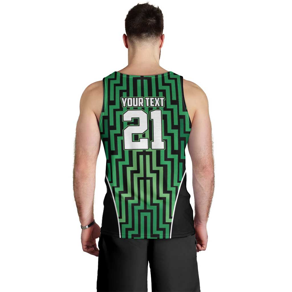 Custom Basketball New Zealand Men Tank Top Green Maori Ta Moko Indigenous - Polynesian Pride