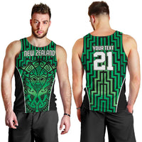 Custom Basketball New Zealand Men Tank Top Green Maori Ta Moko Indigenous - Polynesian Pride