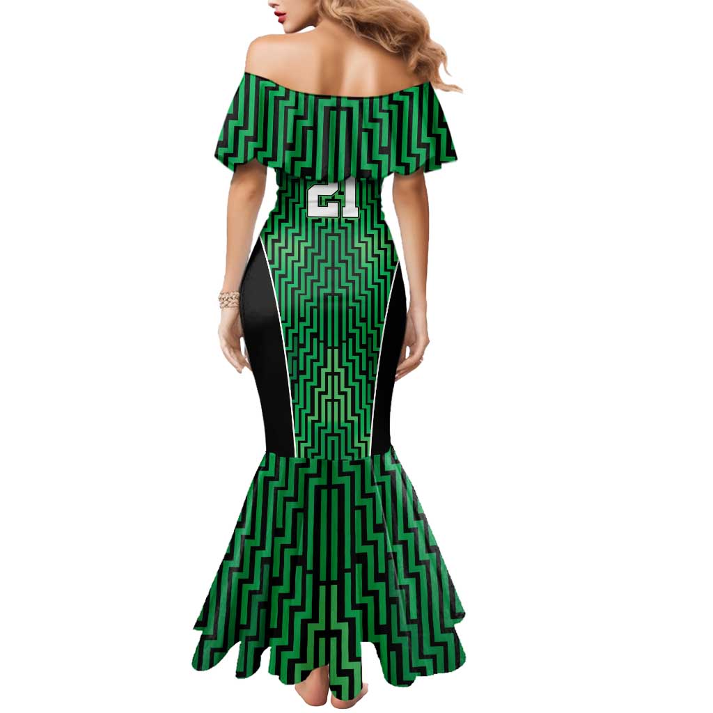 Custom Basketball New Zealand Mermaid Dress Green Maori Ta Moko Indigenous - Polynesian Pride