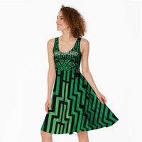 Custom Basketball New Zealand Midi Dress Green Maori Ta Moko Indigenous - Polynesian Pride
