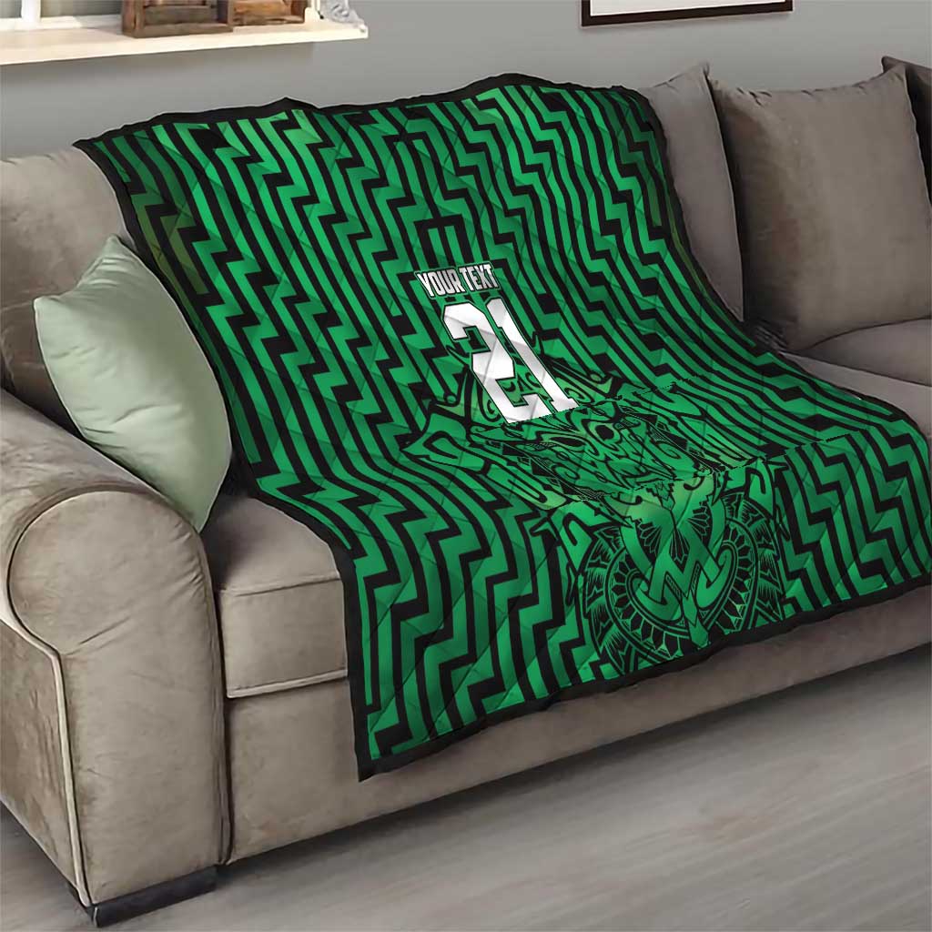 Custom Basketball New Zealand Quilt Green Maori Ta Moko Indigenous - Polynesian Pride