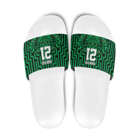 Custom Basketball New Zealand Slide Sandals Green Maori Ta Moko Indigenous - Polynesian Pride