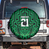 Custom Basketball New Zealand Spare Tire Cover Green Maori Ta Moko Indigenous - Polynesian Pride