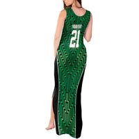 Custom Basketball New Zealand Tank Maxi Dress Green Maori Ta Moko Indigenous - Polynesian Pride