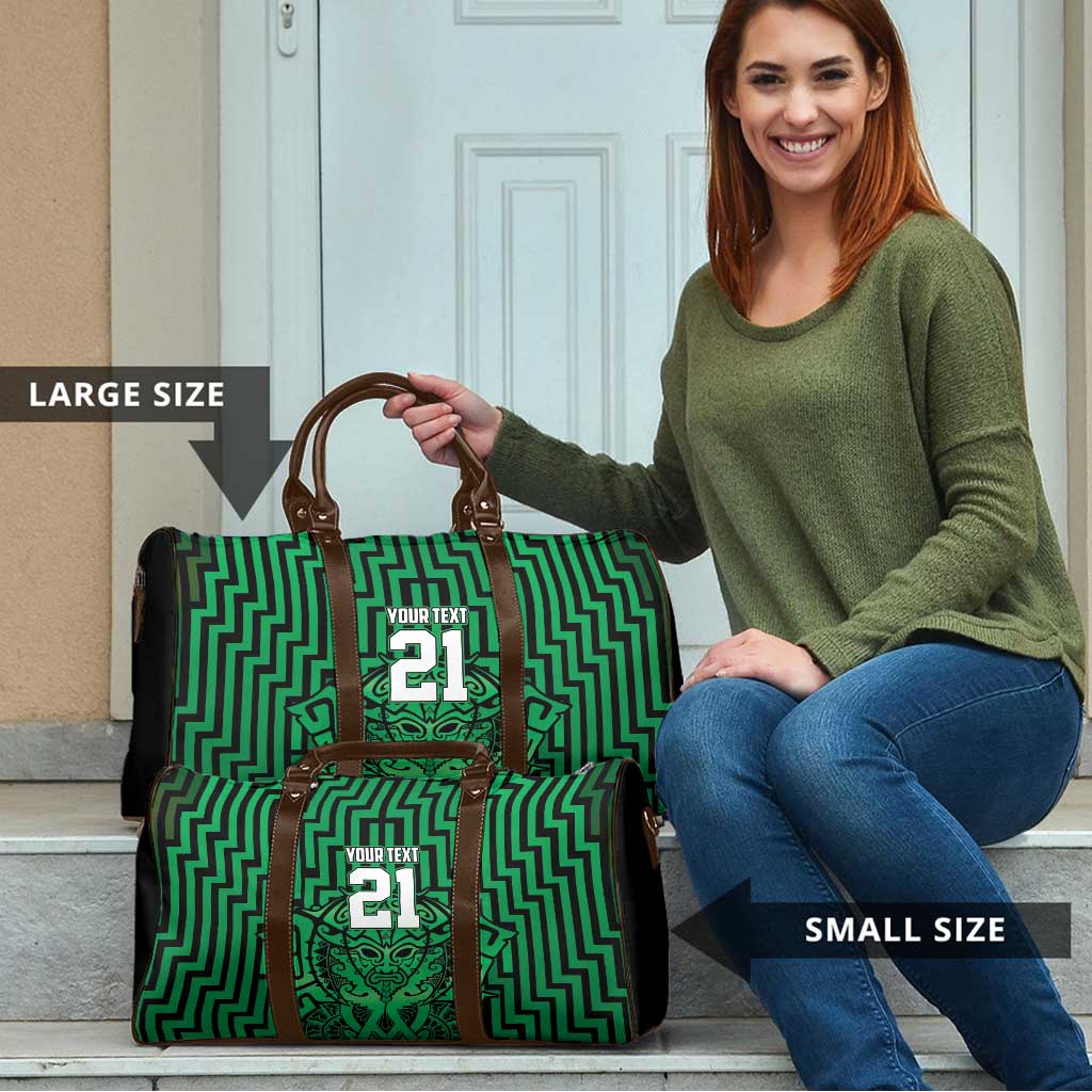 Custom Basketball New Zealand Travel Bag Green Maori Ta Moko Indigenous - Polynesian Pride