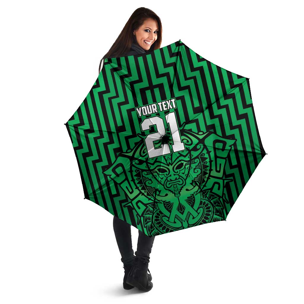 Custom Basketball New Zealand Umbrella Green Maori Ta Moko Indigenous - Polynesian Pride