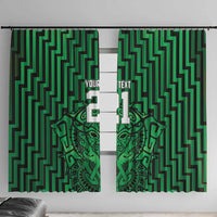 Custom Basketball New Zealand Window Curtain Green Maori Ta Moko Indigenous - Polynesian Pride