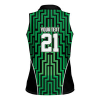 Custom Basketball New Zealand Women Sleeveless Polo Shirt Green Maori Ta Moko Indigenous - Polynesian Pride