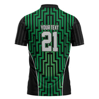 Custom Basketball New Zealand Zipper Polo Shirt Green Maori Ta Moko Indigenous - Polynesian Pride