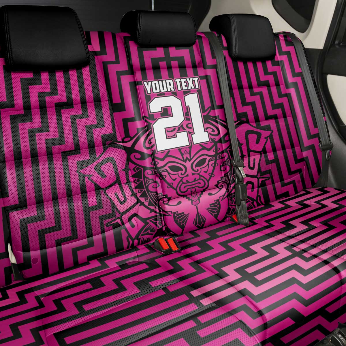 Custom Basketball New Zealand Back Car Seat Cover Pink Maori Ta Moko Indigenous - Polynesian Pride
