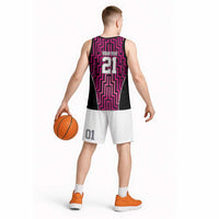 Custom Basketball New Zealand Basketball Jersey Pink Maori Ta Moko Indigenous - Polynesian Pride