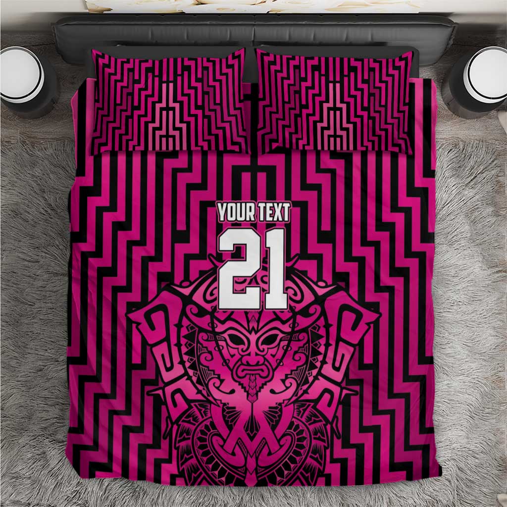 Custom Basketball New Zealand Bedding Set Pink Maori Ta Moko Indigenous - Polynesian Pride