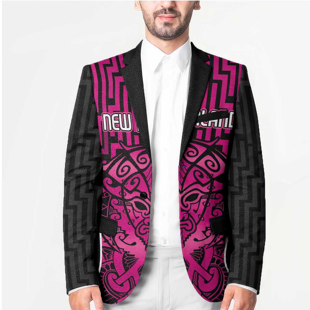 Custom Basketball New Zealand Blazer Pink Maori Ta Moko Indigenous - Polynesian Pride