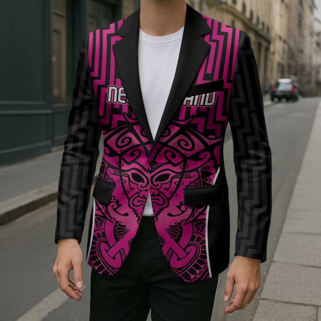 Custom Basketball New Zealand Blazer Pink Maori Ta Moko Indigenous - Polynesian Pride