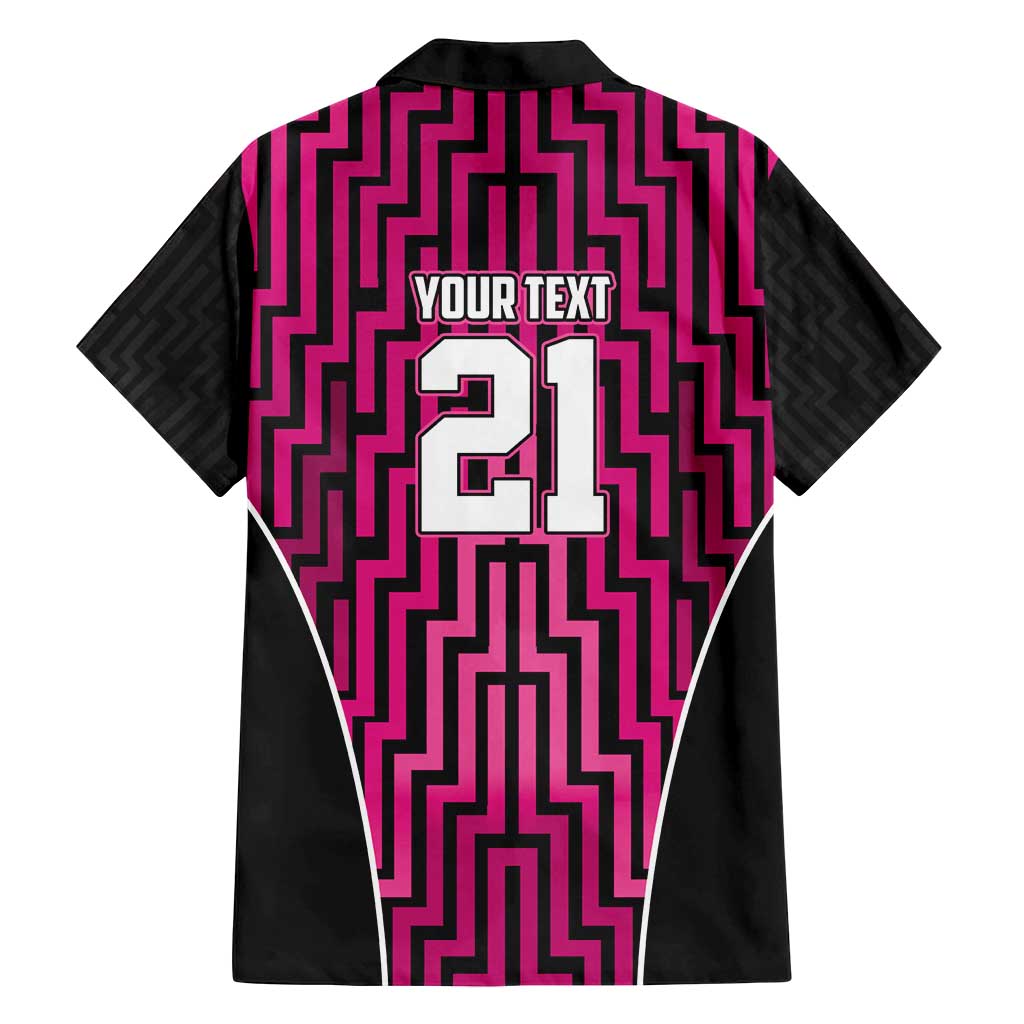 Custom Basketball New Zealand Family Matching Off Shoulder Maxi Dress and Hawaiian Shirt Pink Maori Ta Moko Indigenous - Polynesian Pride