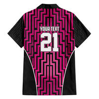 Custom Basketball New Zealand Family Matching Off Shoulder Maxi Dress and Hawaiian Shirt Pink Maori Ta Moko Indigenous - Polynesian Pride