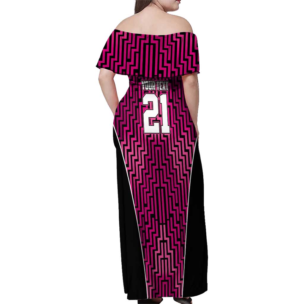 Custom Basketball New Zealand Family Matching Off Shoulder Maxi Dress and Hawaiian Shirt Pink Maori Ta Moko Indigenous - Polynesian Pride
