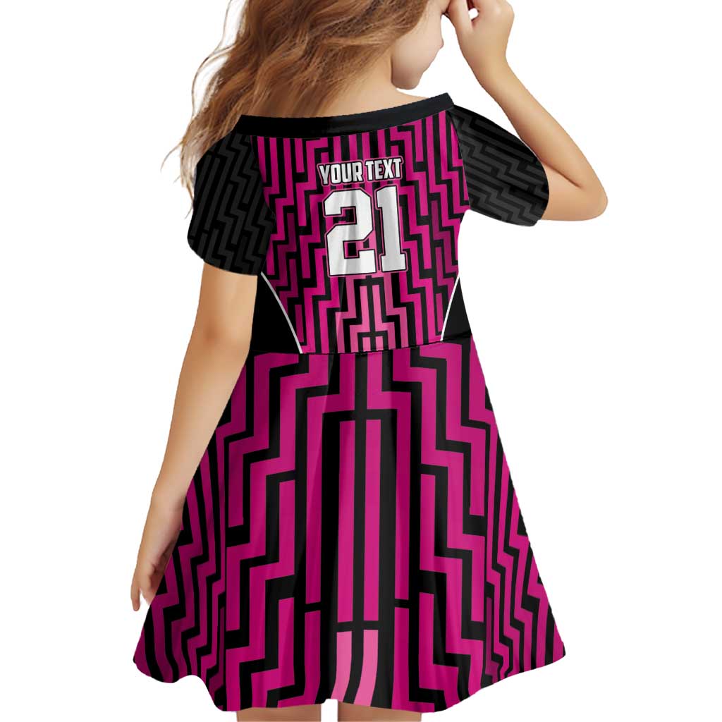 Custom Basketball New Zealand Family Matching Off Shoulder Short Dress and Hawaiian Shirt Pink Maori Ta Moko Indigenous - Polynesian Pride