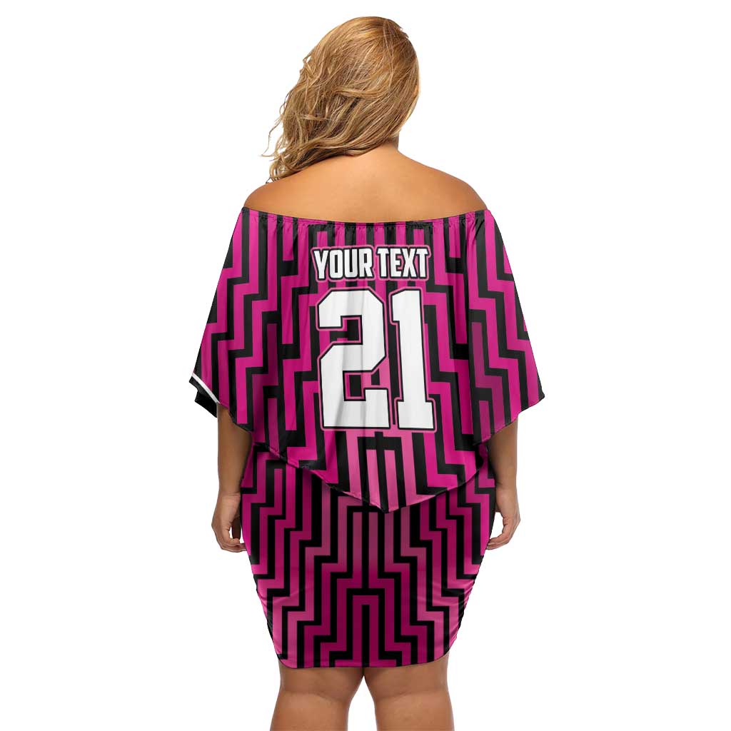 Custom Basketball New Zealand Family Matching Off Shoulder Short Dress and Hawaiian Shirt Pink Maori Ta Moko Indigenous - Polynesian Pride