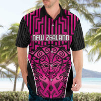 Custom Basketball New Zealand Hawaiian Shirt Pink Maori Ta Moko Indigenous - Polynesian Pride